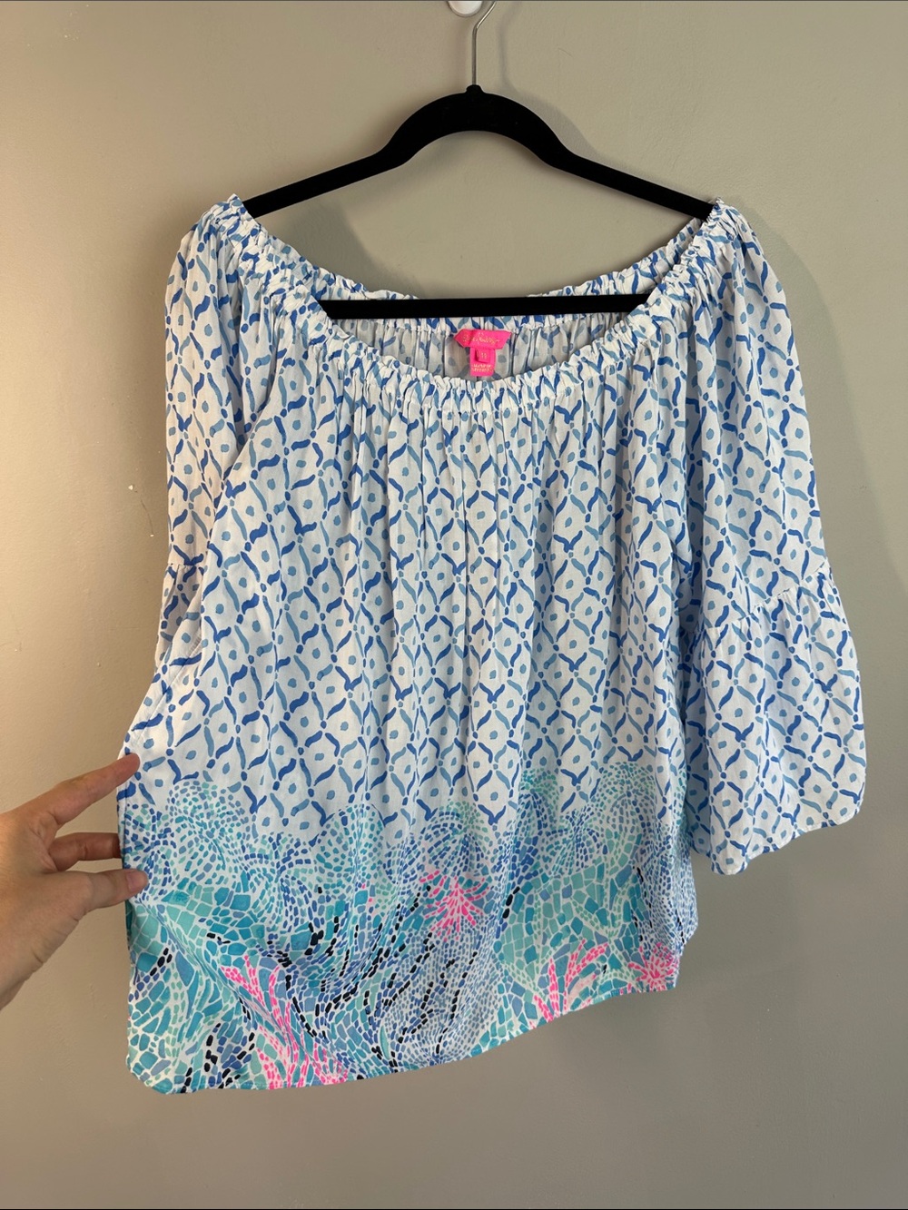 Lilly Pulitzer Nevie Off The Shoulder Blouse Size M Beach Resortwear - Picture 7 of 11
